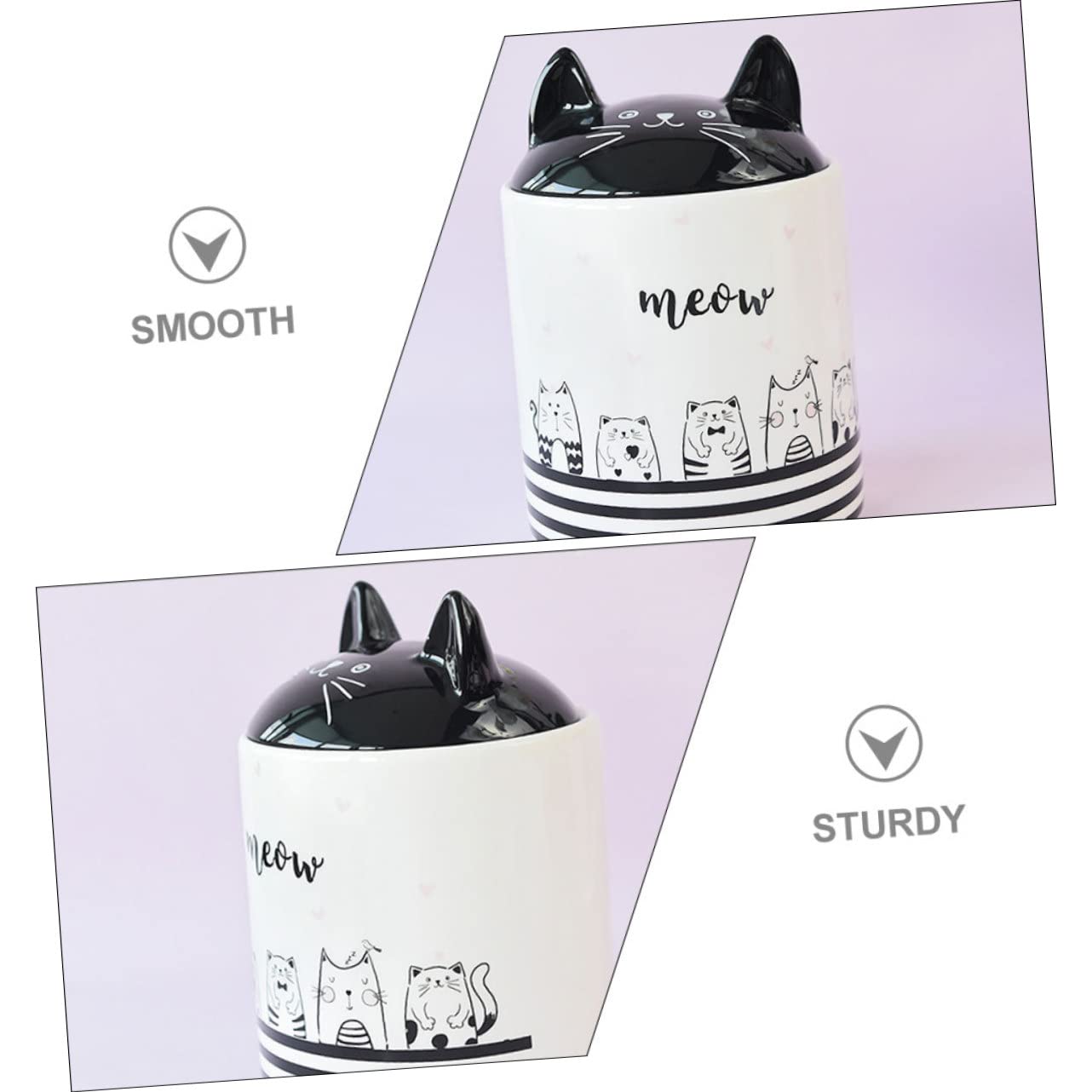 Hemobllo Pot Hermétique en Céramique Blanc à Motif Chat pour Grains | Garde Aliments et Thé au Sec, Usage Table ou Salon, Décor Créatif pour Amateurs de Thé
