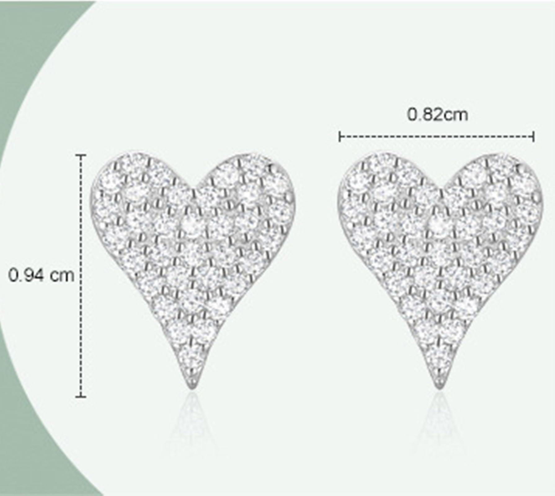 Orecchini da donna in vero oro 9/14/18 K, con pavé di moissanite a forma di cuore
