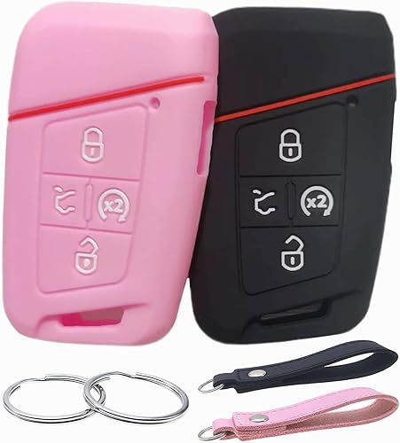 Funda de goma de silicona para llavero compatible con VW Volkswagen Atlas Golf Alltrack Jetta Passat Tiguan Taos 2018-2025 (no para llaves con