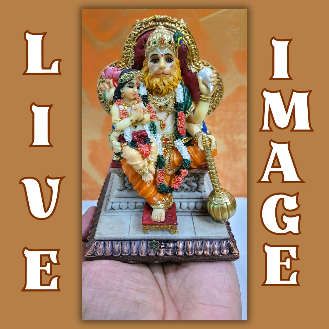 Hikyskin KRAAFTIQUE Shri Ram Darbar Idolo di Dio, spettacolo spirituale Ram Darbar Pratima statua in marmo per la casa, Tempio Puja Ghar Vastu Artigianato Regalo per la famiglia (20,3 cm)