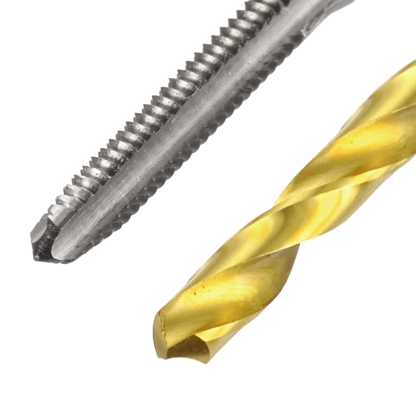 Set di maschi e punte da trapano, 2 maschi per filettatura a scanalatura dritta UNC 5-40 e 2 punte elicoidali da trapano da 2,6 mm rivestite in titanio, utensili per filettatura e maschiatura HSS65