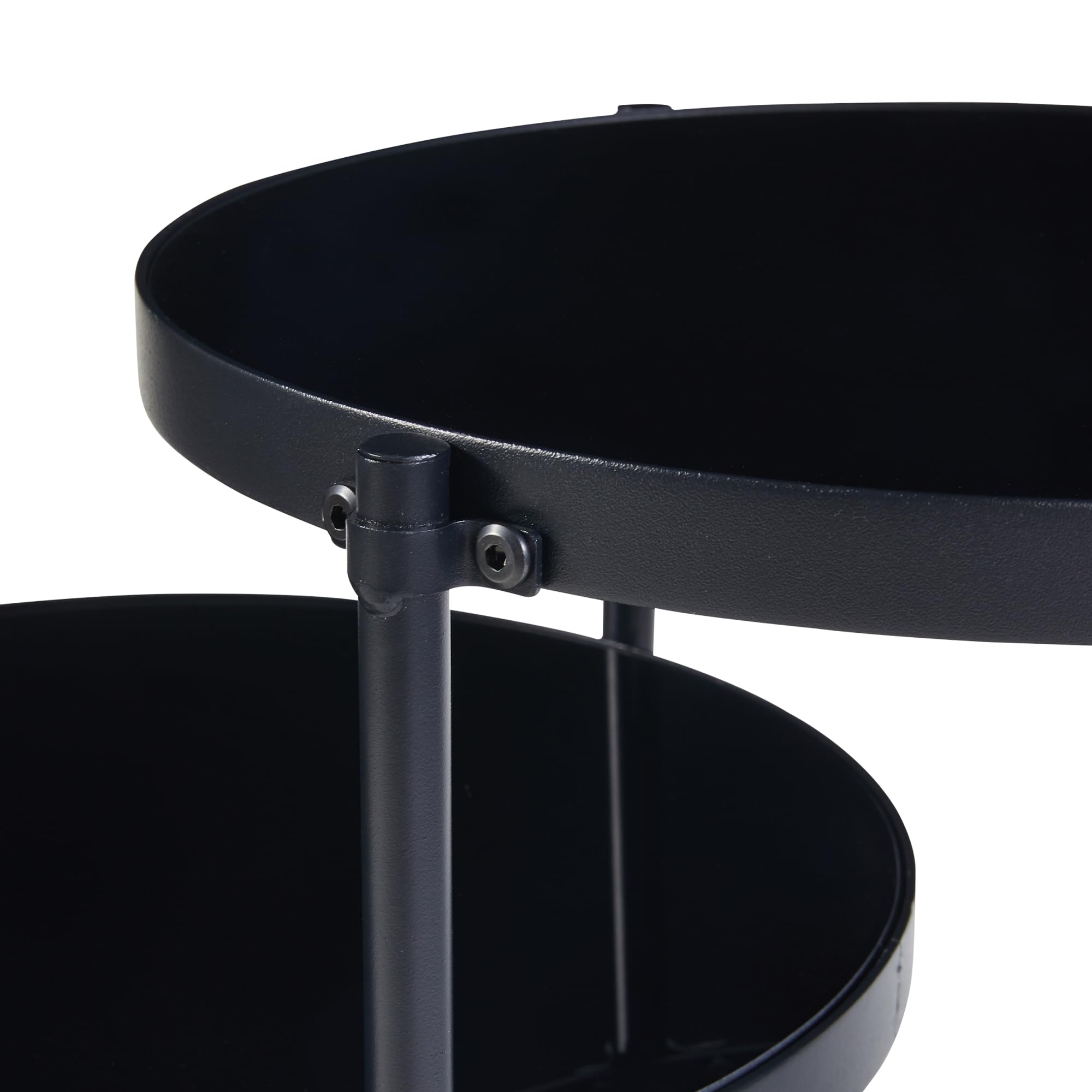 [en.casa] Beistelltisch Mölndal Wohnzimmertisch mit 3 Ablagen 70 x 58 x 37 cm Nachttisch Schwarz Abstelltisch Kaffeetisch Metall Glas Sofatisch