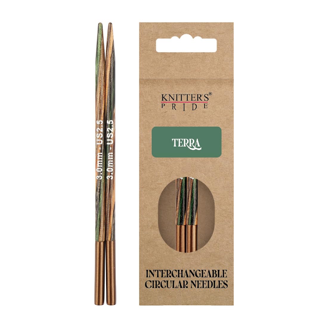 Knitter's Pride Green/Brown Terra Special Interchangeable Knitting Needle Tip 3.00 Mm 10 Cm - 1 Piece