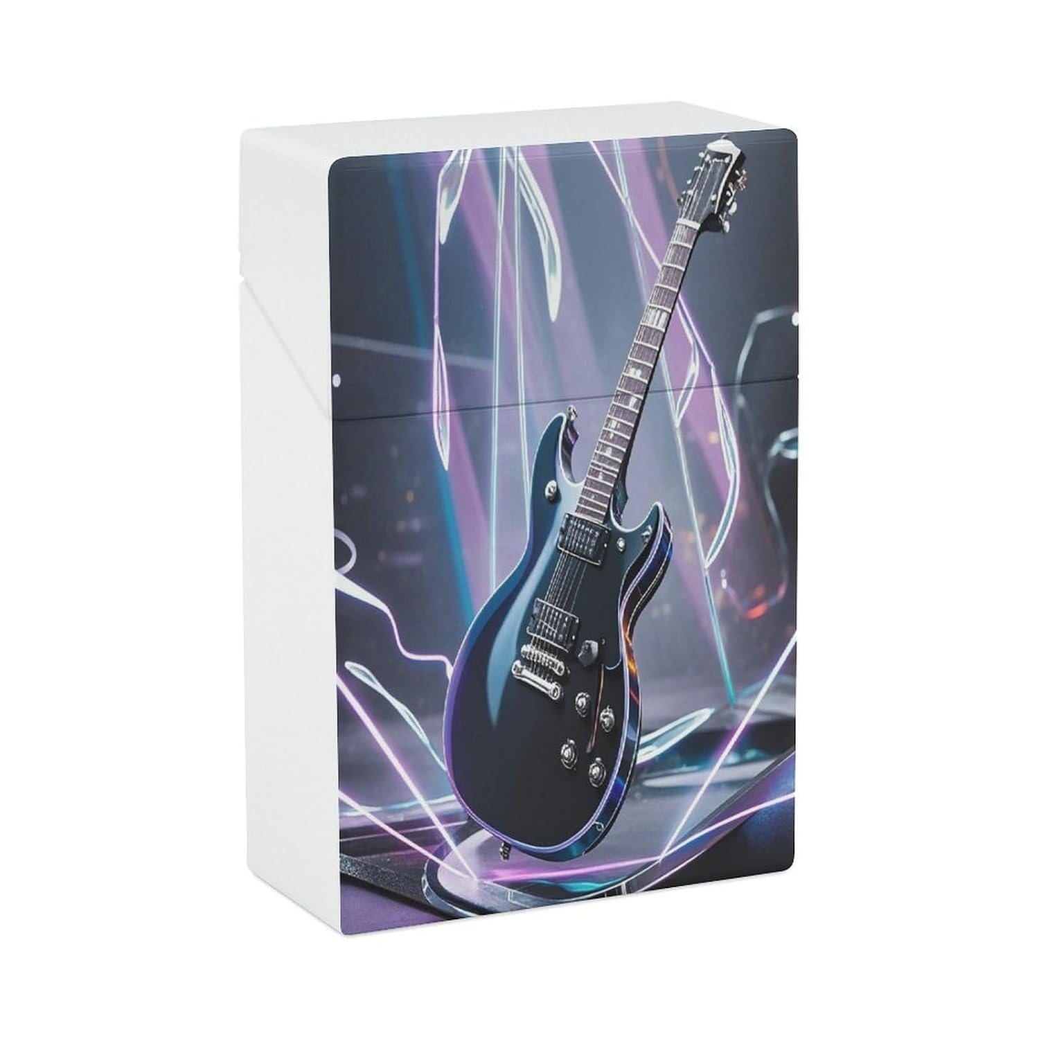 Magic Electric Guitar Music Cigarette Case Exquisite Portable Waterproof Plastic Box for Smoke 20 Capacity Funny Smoking Set Classic Lightweight Cigarette Holder Case for Men Women