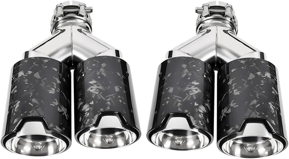 Set of Dual Forging Car Exhaust Tips fit for BMW F22/F23/F30/F31/F32/F33/F36 2.0T (N20/B48) 2.5" Inlet 3.5"Outlet Tailpipe Tip (2pcs Silver)