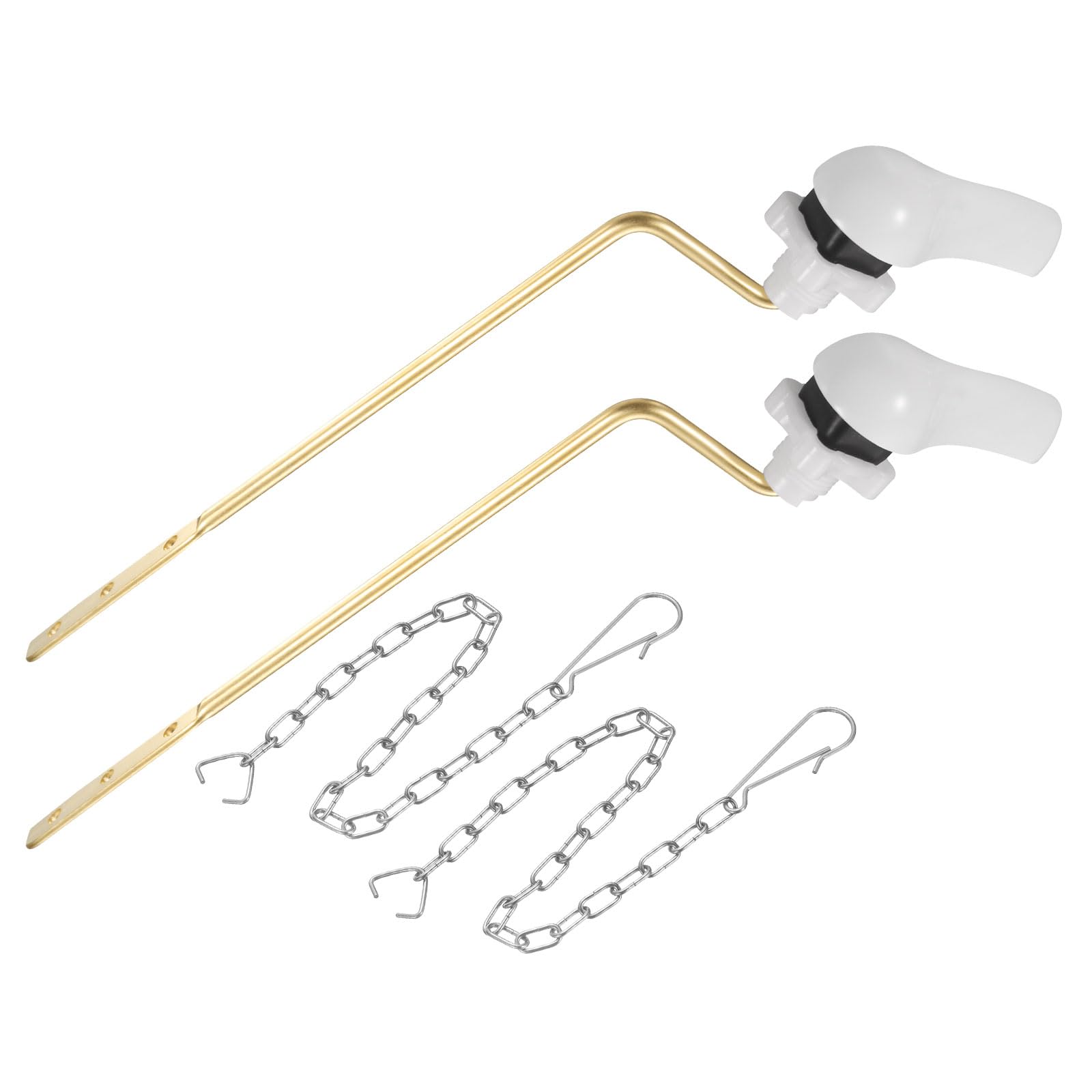 Poignée de chasse d'eau universelle blanche uxcell avec chaîne inox x2