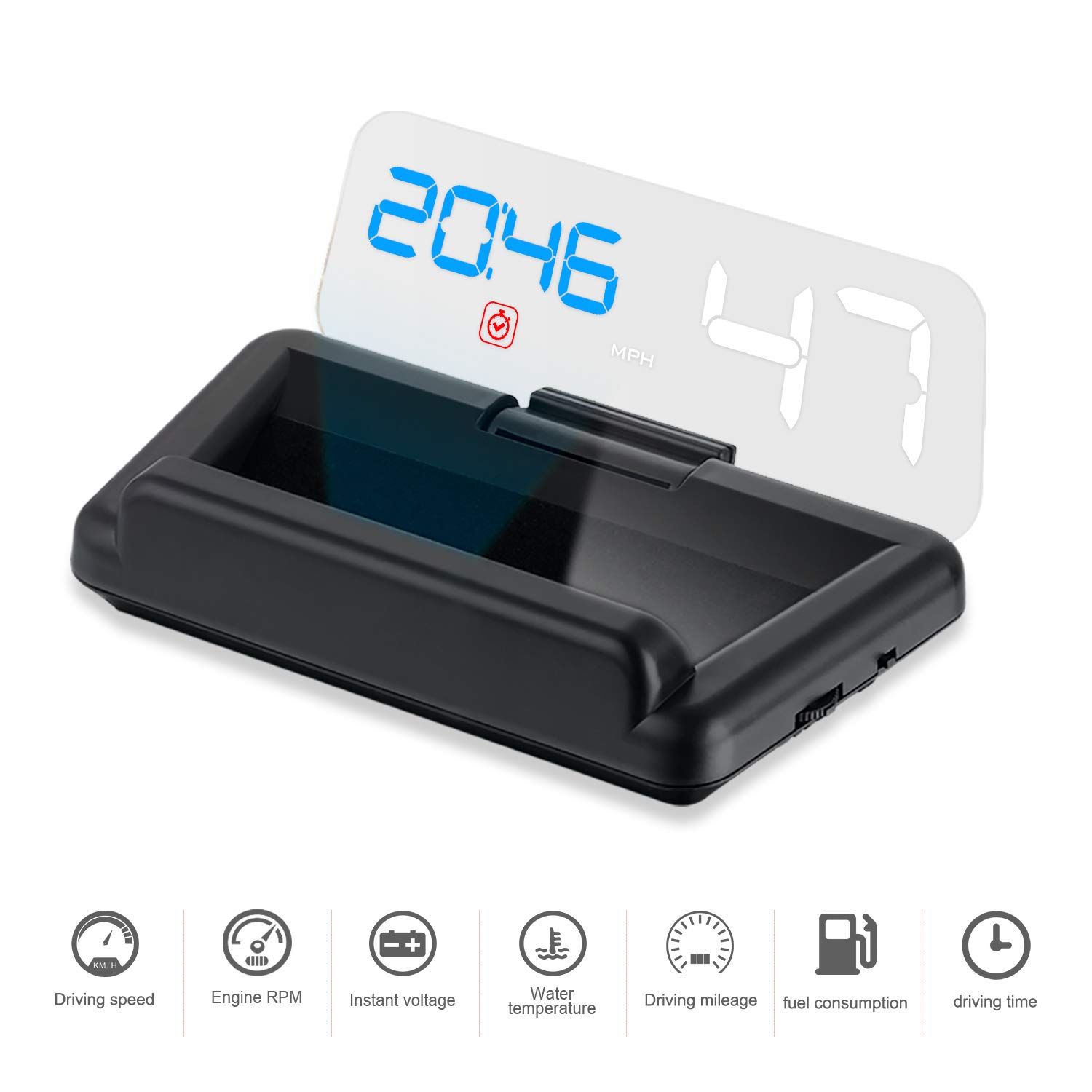 iKiKin C500 HUD displaying an over speed alarm and icons for other alerts