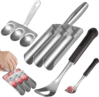 3-Piece Meatball Scoop Kit, Stainless Steel Non-Stick Meatball Maker, Tr...