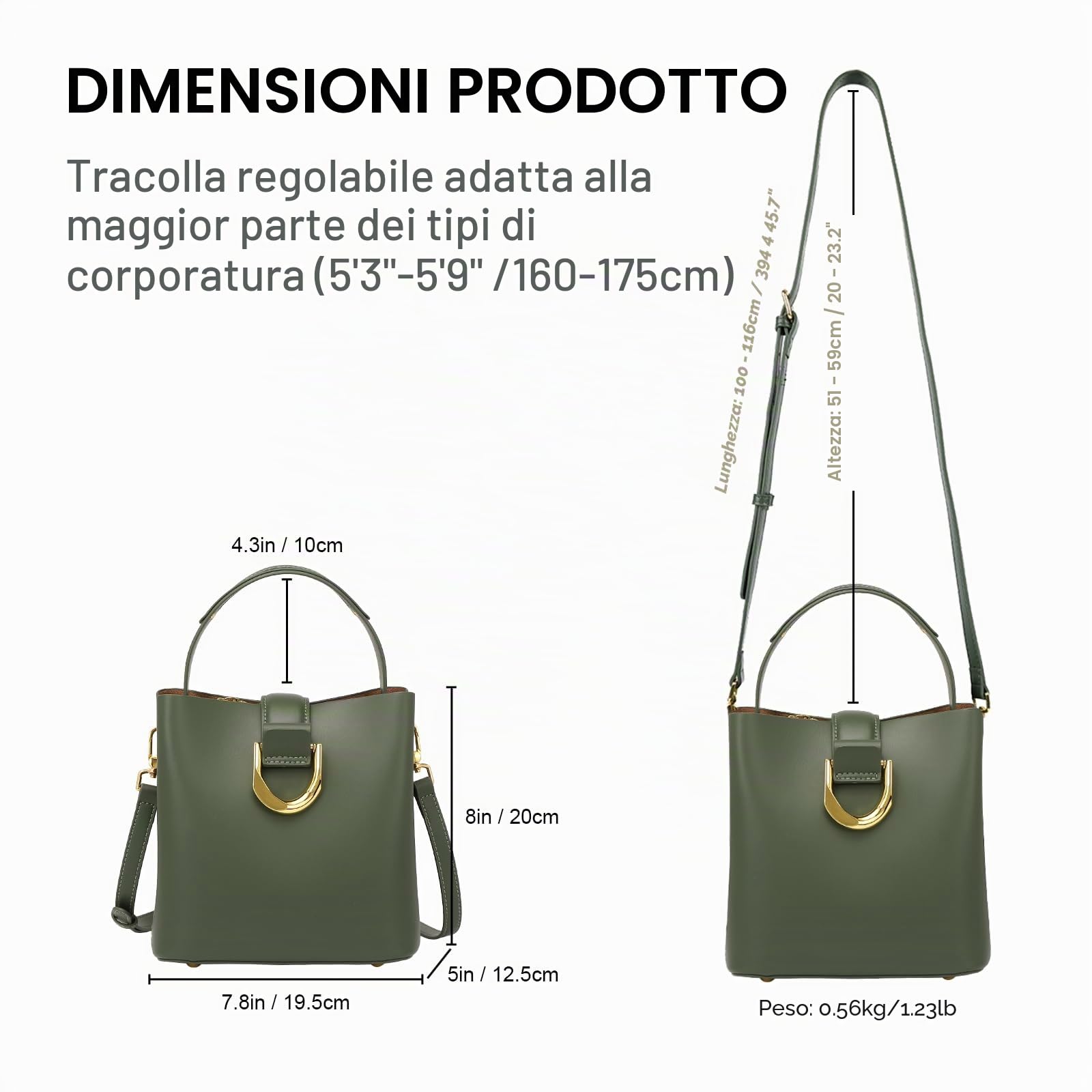 Borsa a tracolla in pelle a secchiello borse a tracolla per donne borse borse con tracolla regolabile borse di design