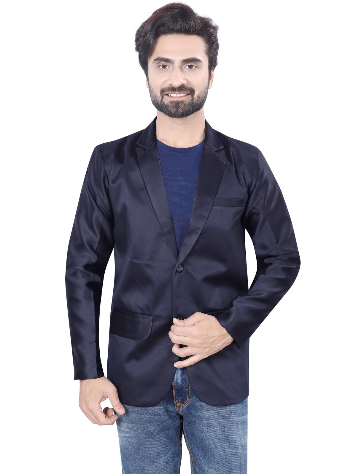 abc garments Slim Fit Men's Sport Coat, Two Button Blazer (M, Navy Blue)-picture-10
