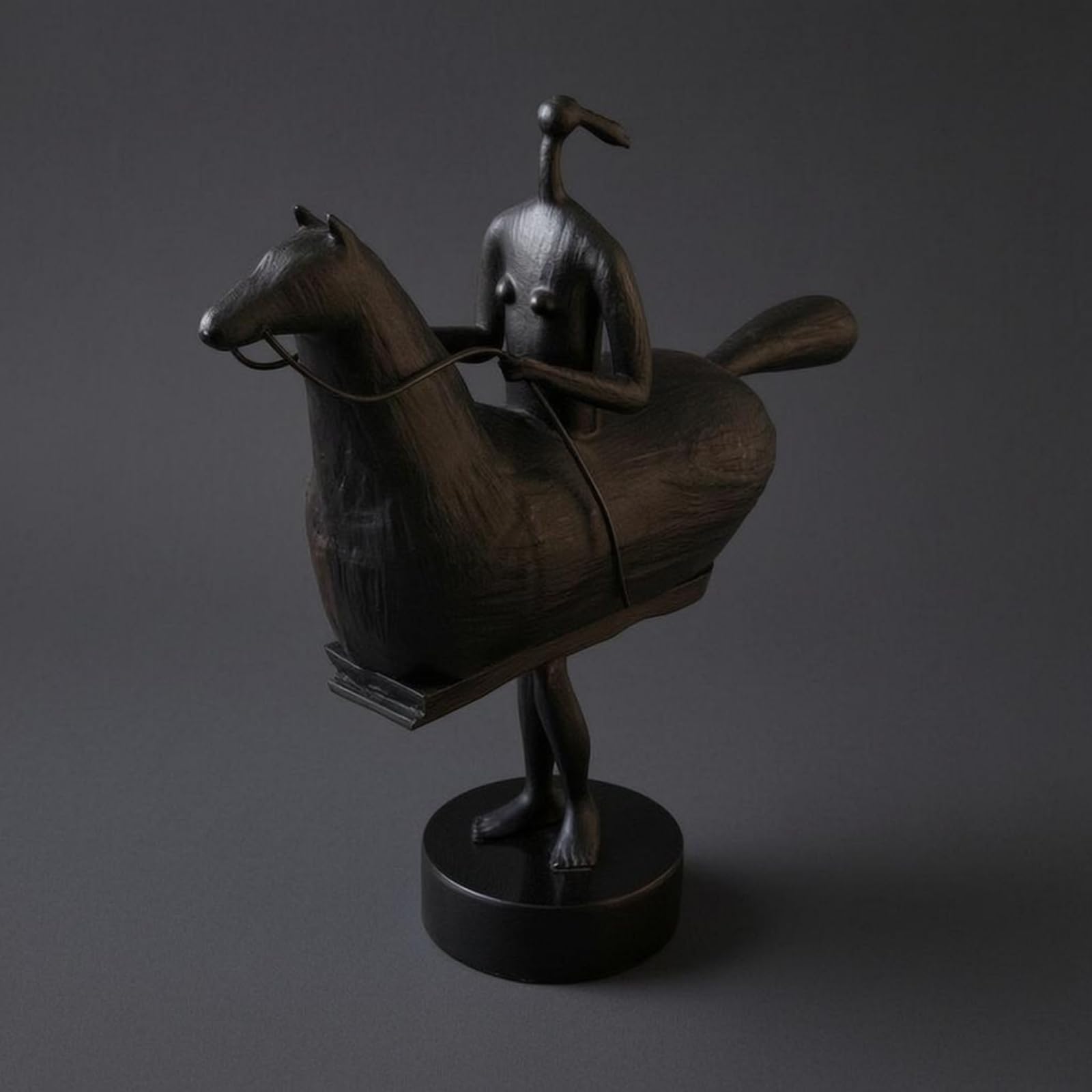 Figurine Cheval et Chevalier Métal Figurine Cheval Grande Taille Article Décoratif pour Maison, Noir