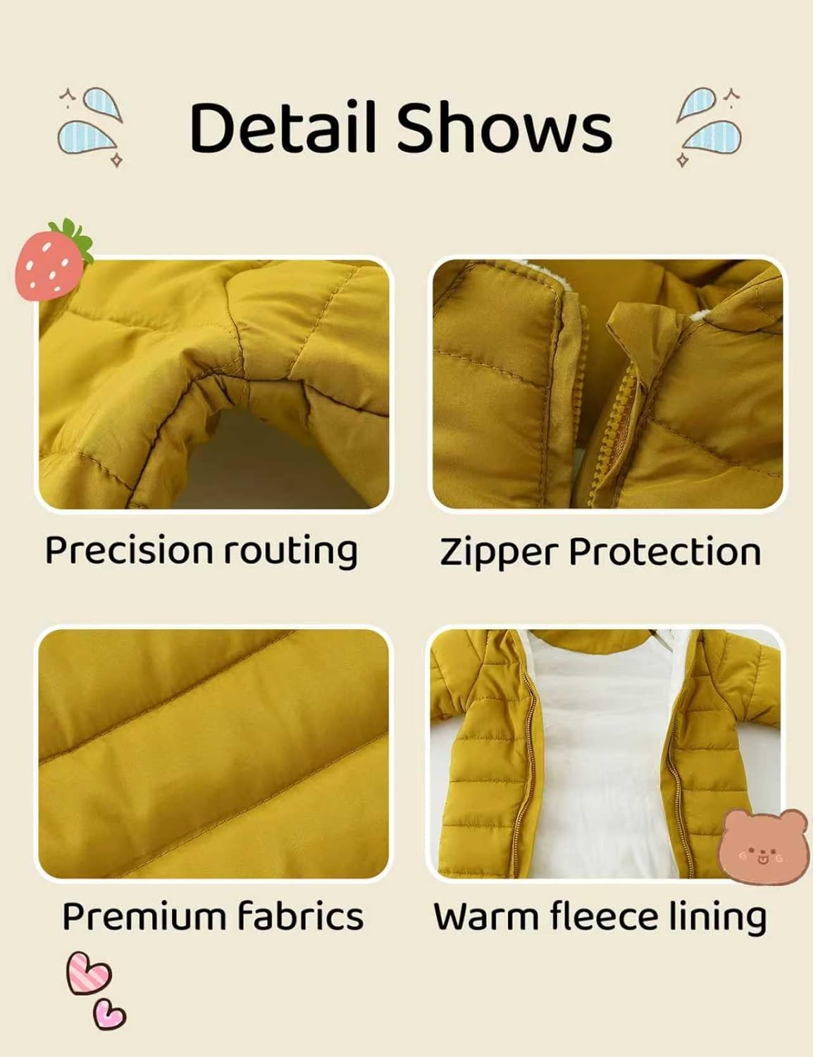 Infant Baby Snowsuit Cute Bear Ears Jumpsuit Newborn Romper Double Zipper Warm Jacket for Winter