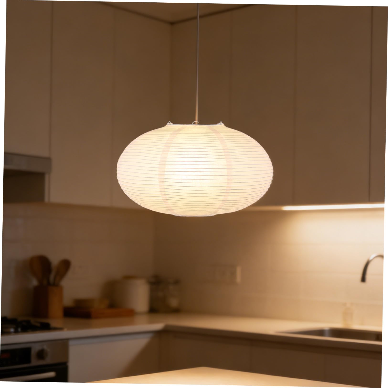 Paralume per Lampada Sospensione in Carta Bianco, Decorativo | Camera da Letto e Biblioteca, Facile da Installare, Semplice ed Elegante