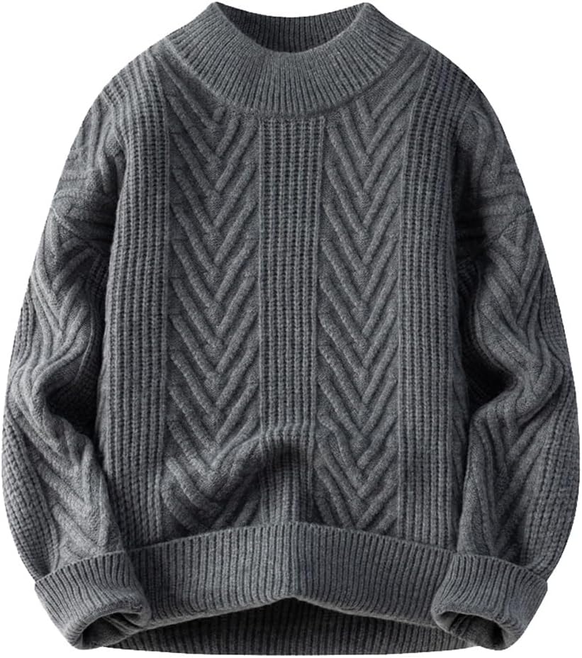 Men's Sweater Winter Loose Solid Color Knitted Bottom Sweater Autumn and Winter Warm Linen