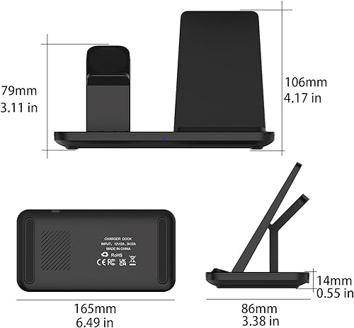Miniatura 4 de Cargador inalámbrico 3 en 1, estación de carga inalámbrica rápida de 15 W, soporte de carga para Samsung Galaxy S25 UltraS25S24S23S22S21S20S10, Note