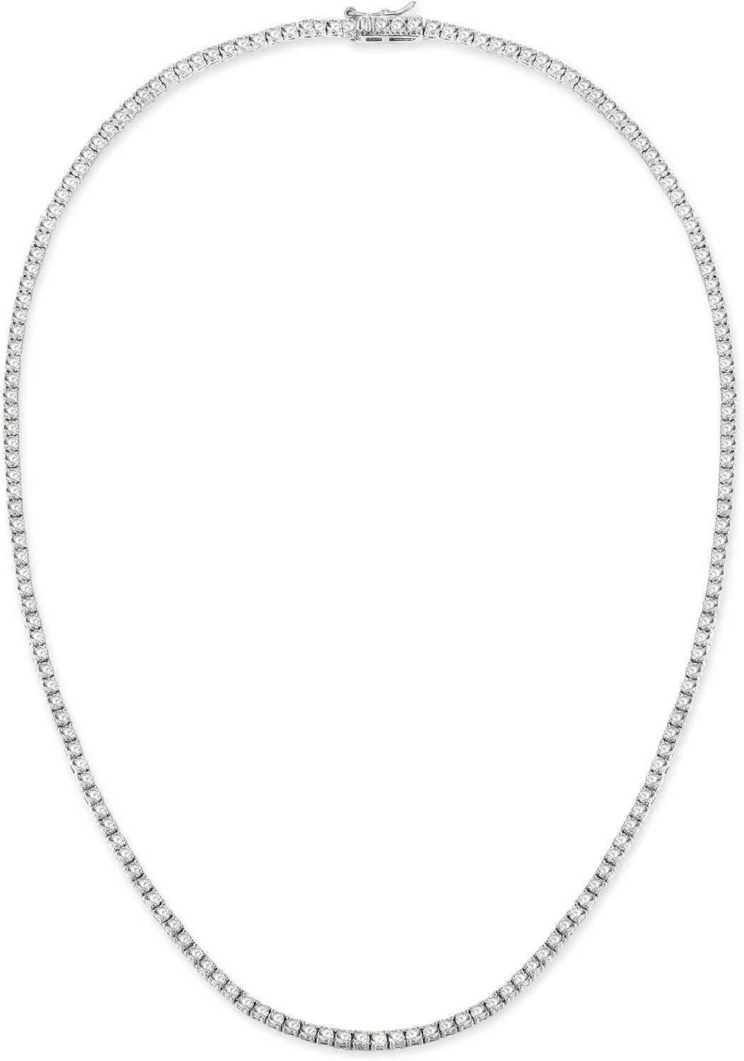 Gemsme 18K White/Yellow Gold Plated 3.0mm Round Cubic Zirconia Classic Tennis Necklace For Women 16-24 Inches