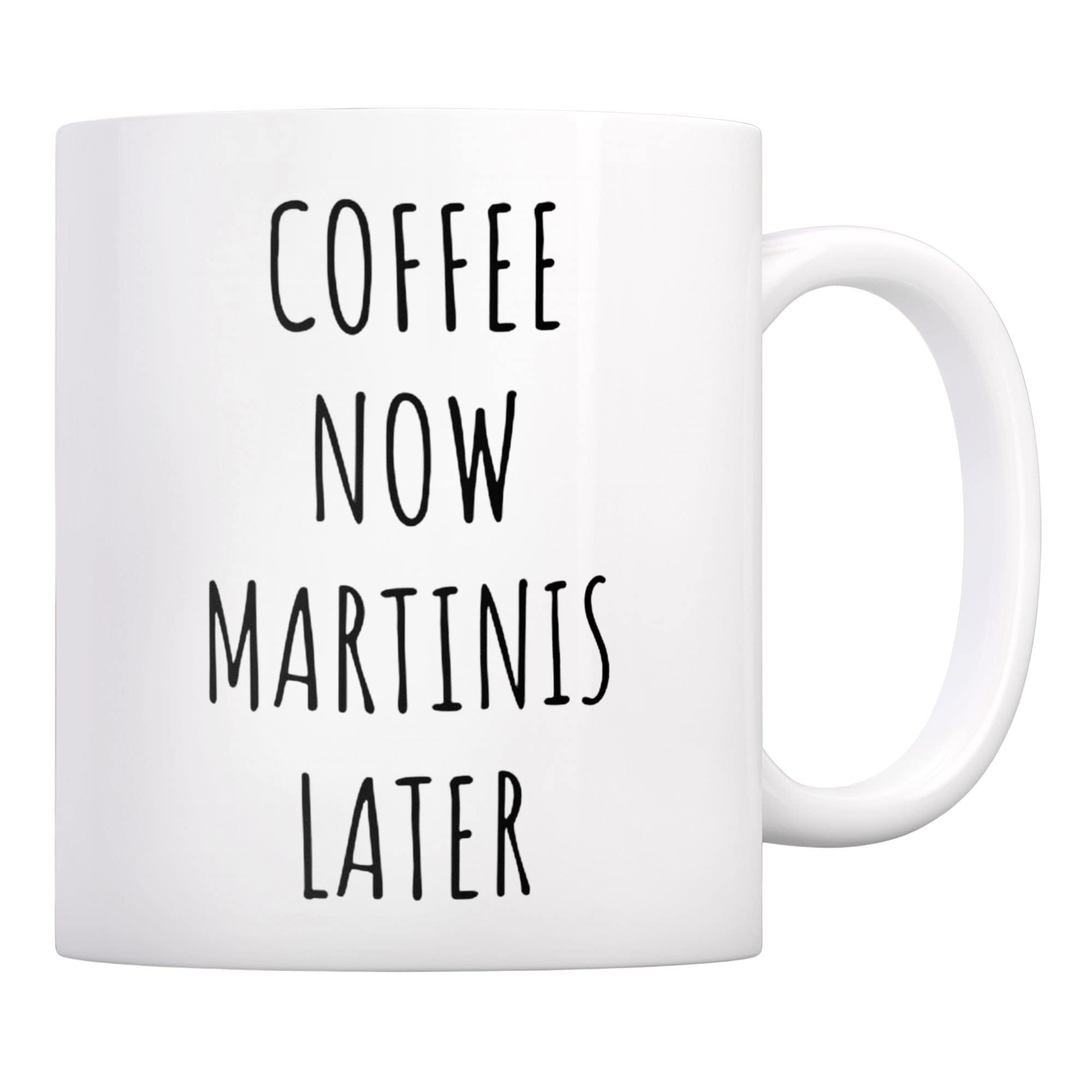 TGiakisz Coffee Now Martinis Later Mug, Gift for Martini Drinker, Martini Mug