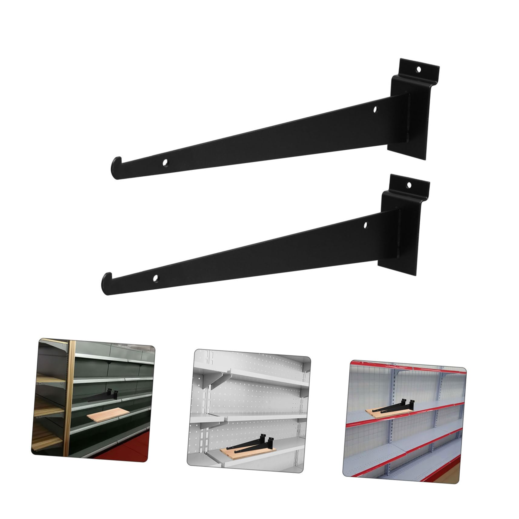 SHINEOFI 6 Stück Regalhalter aus Metall und Eisen Robuste Schwarze Wandhalterungen für Lamellenwand Einfache Montage und Vielseitige Nutzung im Supermarkt und Präsentation