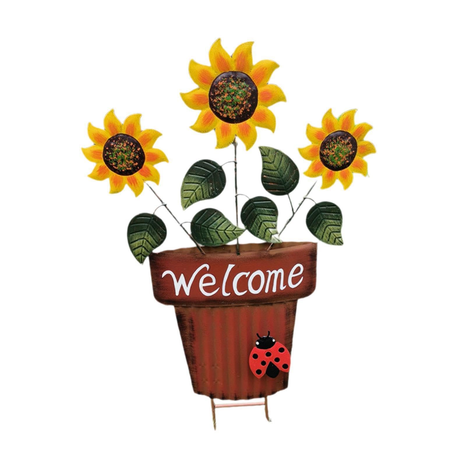 Quxvuis Garden Stake Iron Metal Flower Pot Welcome Sign Decoration Outdoor Accessory Sturdy Practical Yard Sign Yard Outdoor Accessory Sturdy Practical