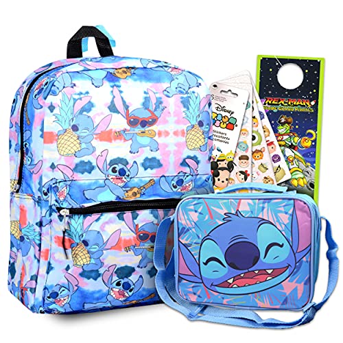 Disney Lilo And Stitch Backpack and Lunch Box Bundle - 4 Pc Set With 16