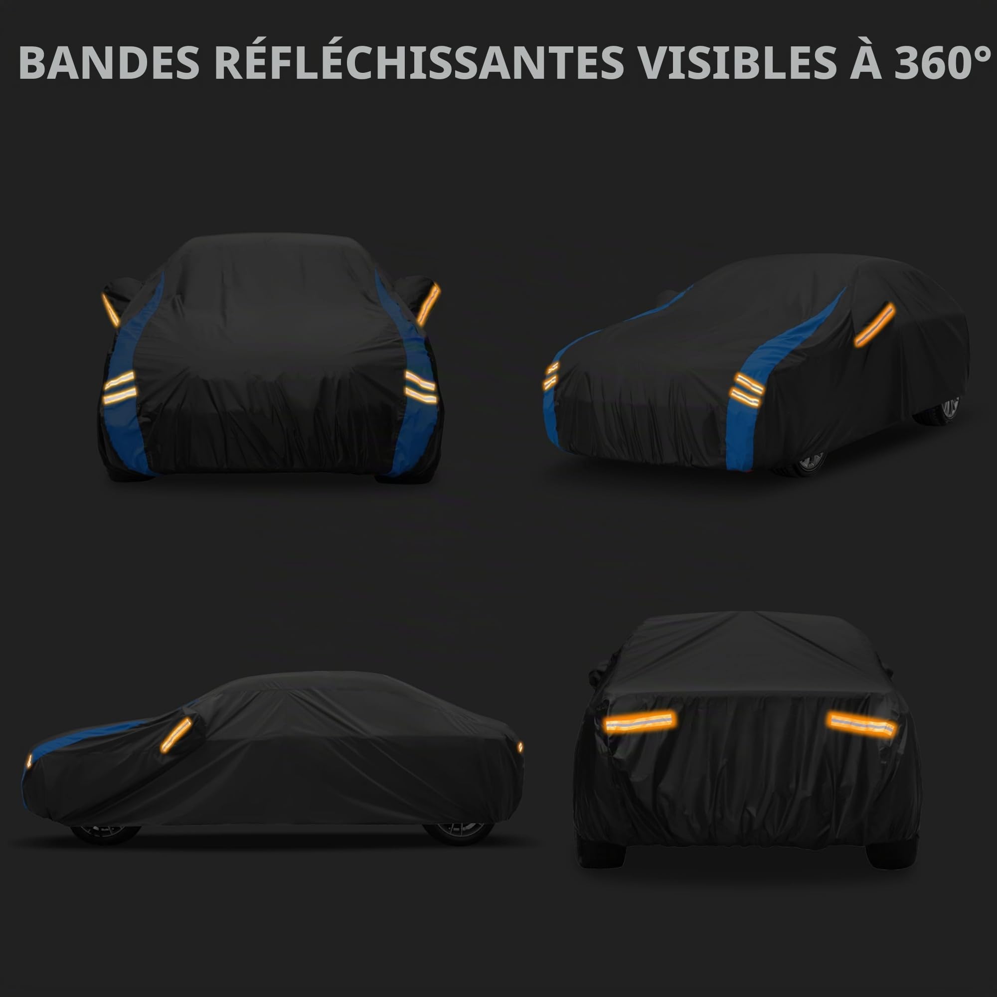 Bâche de voiture imperméable - Pour l'hiver et l'été - Protection contre la poussière, la pluie, le soleil et la poussière - Avec sac de rangement - Pour hayon de 390 à 415 cm