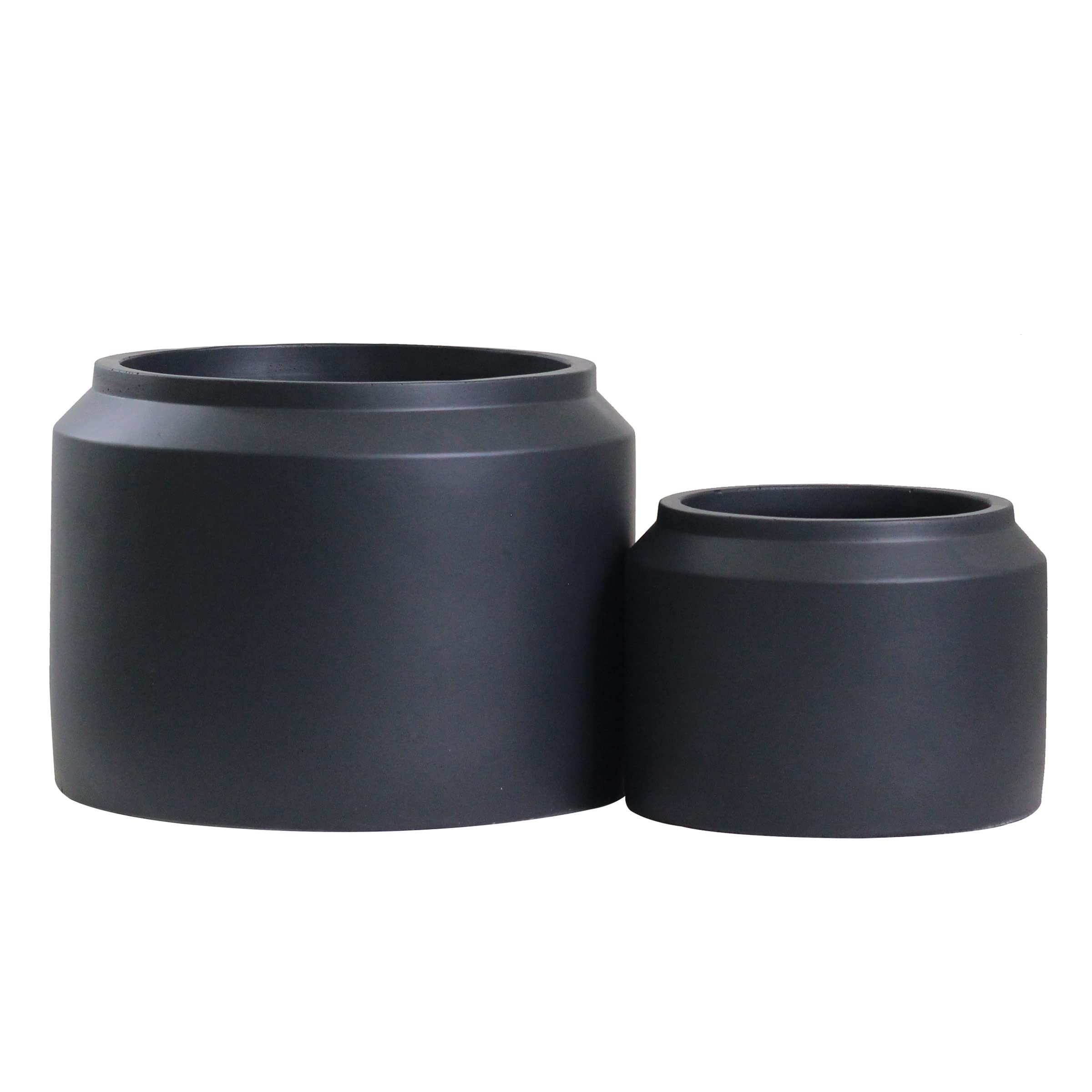 Olly & Rose Porto, set di 2 vasi in ceramica nera opaca, per interni ed esterni, colore nero opaco