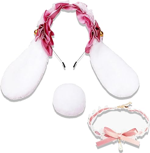 LaVenty Diadema de felpa de anime, lindo disfraz de JK, orejas de conejo, disfraz de Lolita, cosplay
