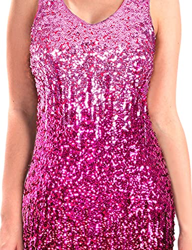 MANER Women's Sequin Dress Sparkly Glitter V-Neck Sleeveless Party Club Cocktail Tank Dress3