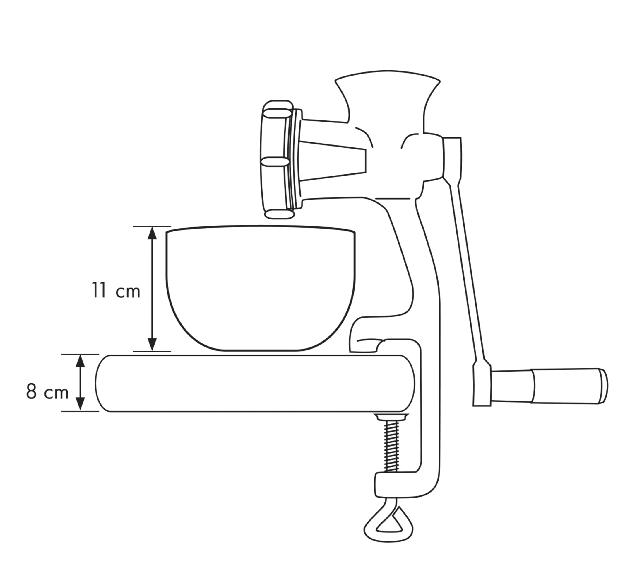 Küchenprofi Solido tritacarne manuale in acciaio inox 2.0, con 3 dischi forati, inserto per pasticceria e 3 set di riempimento per salsicce, con morsetto da tavolo extra grande, 12 x 10 x 40 cm