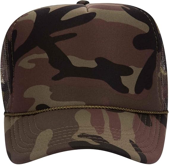 OTTO Camouflage Five Panel High Crown Mesh Back Trucker Hat Polyester Foam Front