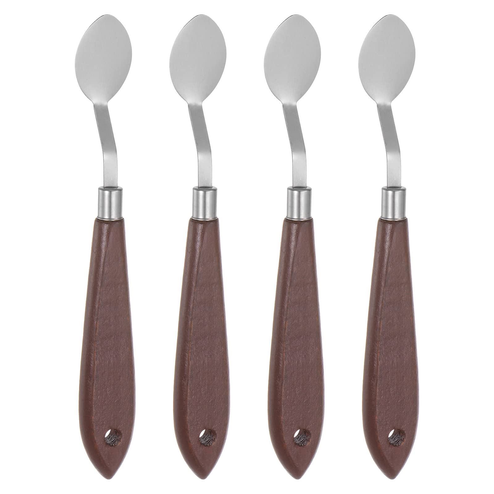 HARFINGTON 4pcs No.20 Palette Knives 22mm Width Stainless Steel Oval Spatula Painting Pallet Knife with Wood Handle for Oil Acrylic Canvas Mixing Spreading, Red