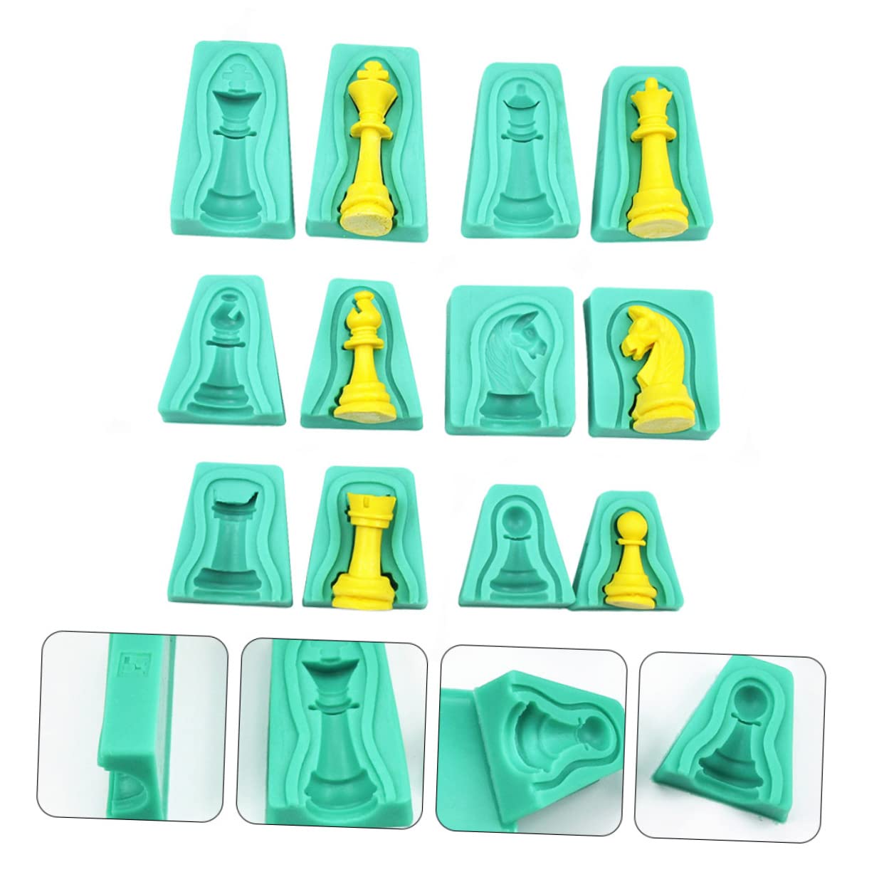 Molde De Silicona Para Chocolate y Tartas Diseño Ajedrez 3d, Antiadherente, Seguro y Flexible, 12 Piezas, Para Hornear Fondant y Repostería Creativa