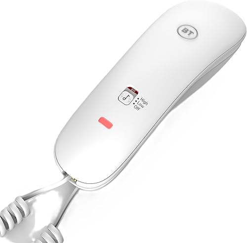 BT Teléfono con cable - blanco, dueto 210, teléfono con 10 memorias de marcación rápida