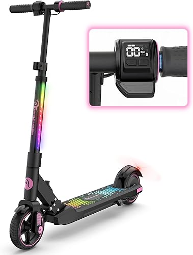 Miniatura 3 de EVERCROSS EV06C Scooter eléctrico, scooter eléctrico plegable para niños de 6 a 12 años, hasta 9.3 MPH y 5 millas, pantalla LED, luces LED