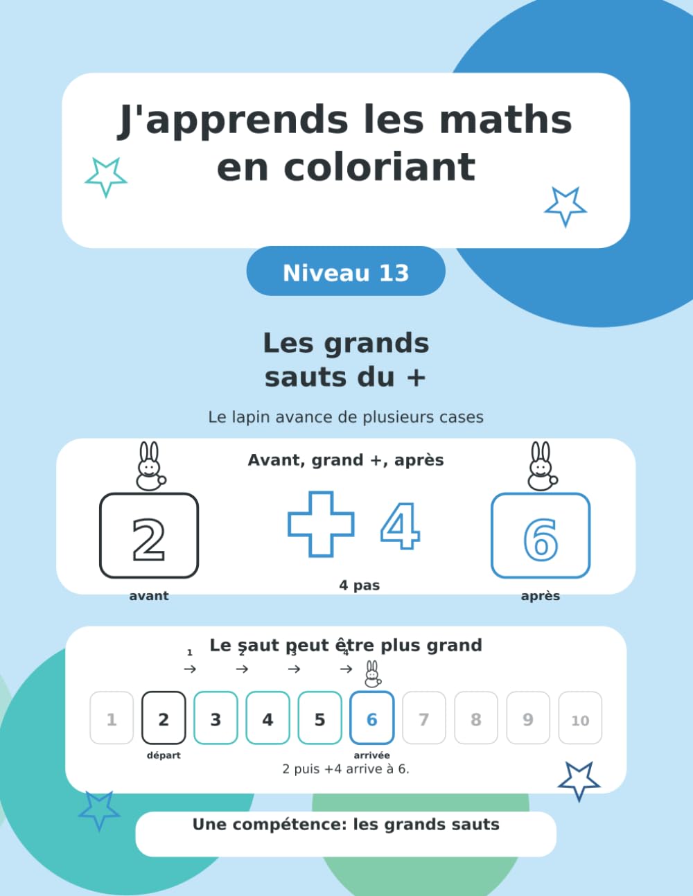 J'apprends les maths en coloriant: Niveau 13 - Les grands sauts du plus