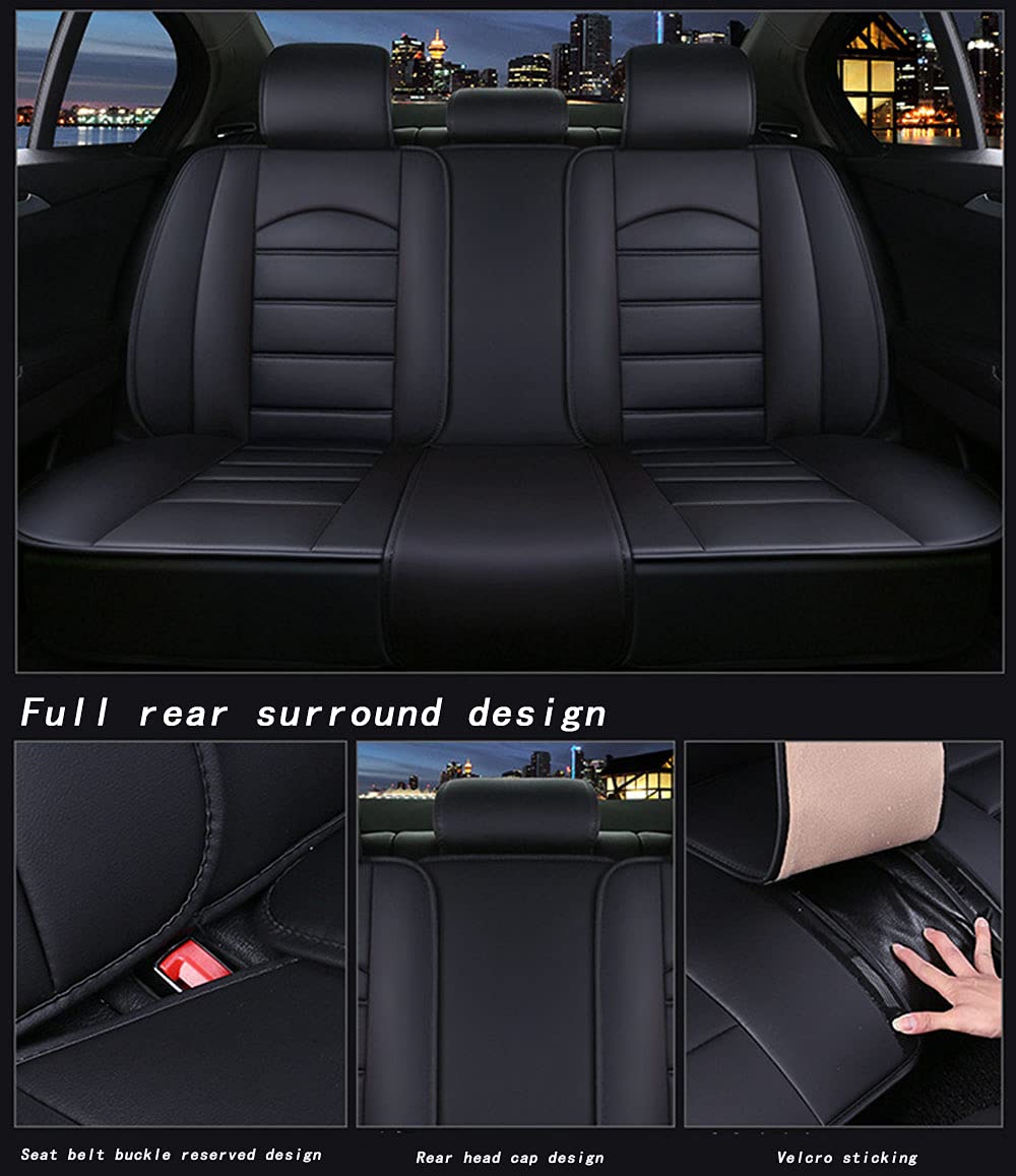 Cubiertas de Asiento de Auto de Cuero de la PU de Lujo Auto Asiento Fundas Fundas de Asiento de Coche de Cuero Protector para Asientos Delanteros y Traseros,Beige,Standard