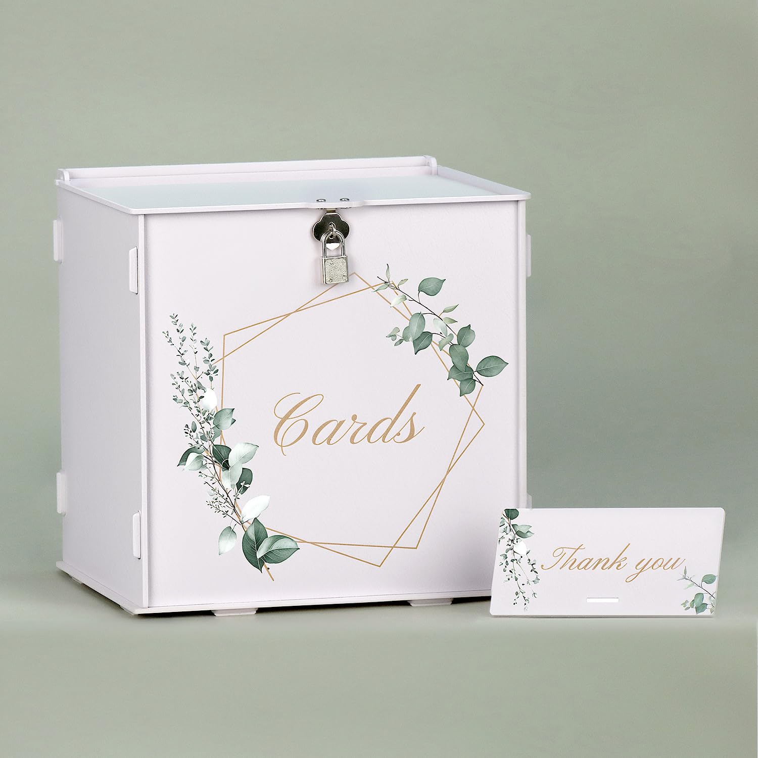 QWORK® 26 CM Scatola per inviti eleganti per matrimoni con lucchetto e biglietto di ringraziamento – Scatola regalo in PVC bianco per ricevimento di nozze e decorazioni per feste