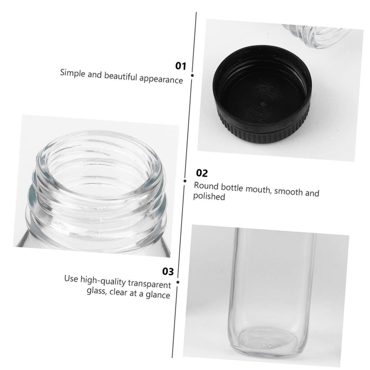 COLLBATH Pack de Seis Botellas de Vidrio Reutilizables para Bebidas y Zumos, Tapa Hermética Antifugas, 300 Ml, Ideales para Escolares y Adultos Color Aleatorio
