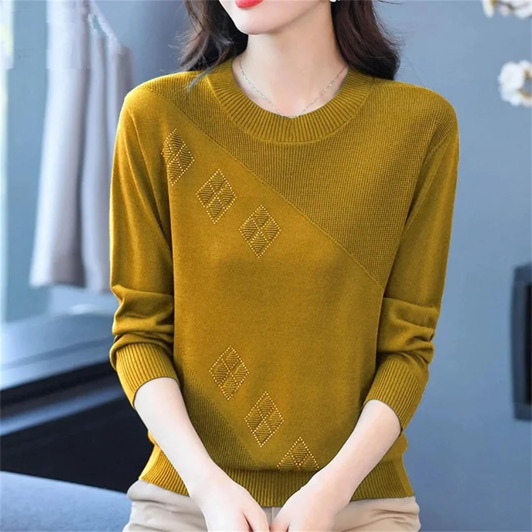 Maglione da donna lavorato a maglia con scollo rotondo allentato sottile pullover in stile occidentale