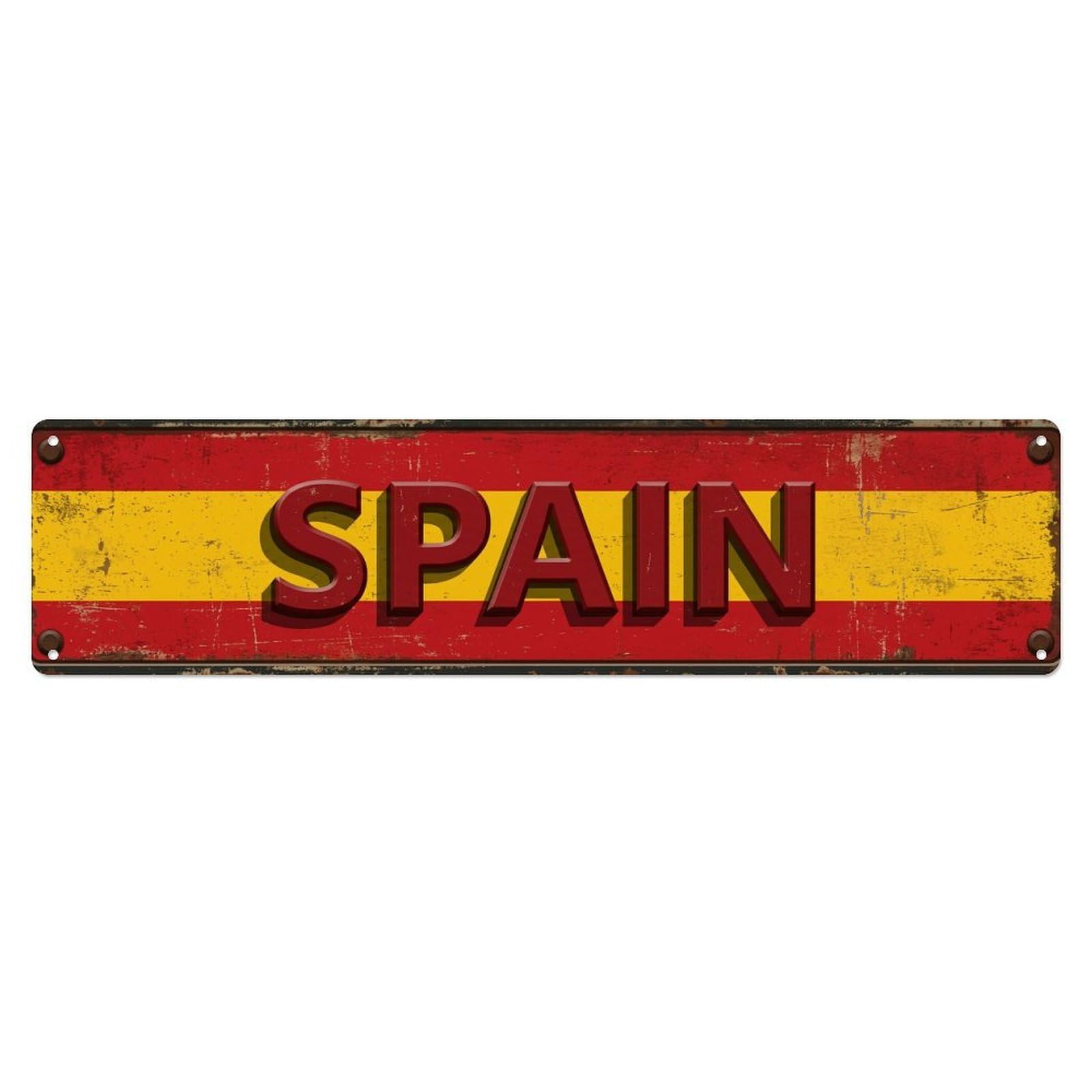 Vintage Spain Flag Pattern Metal Tin Sign