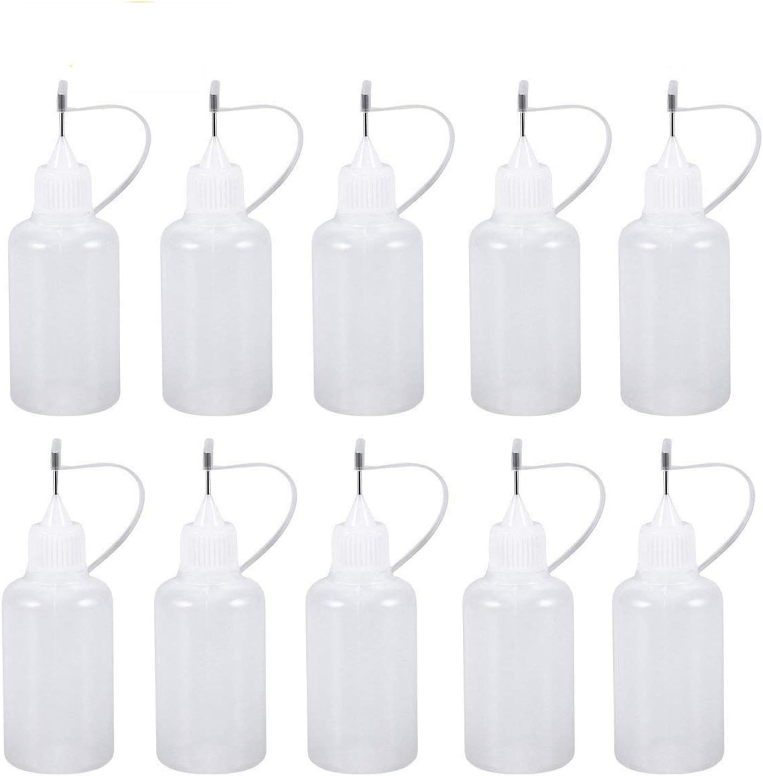 Needle Tip Glue Bottle Applicator Precision Bottle Needle Bottle Squeeze Bottle for Liquids and DIY Quilling Tool (10pcs, White, 15ml)