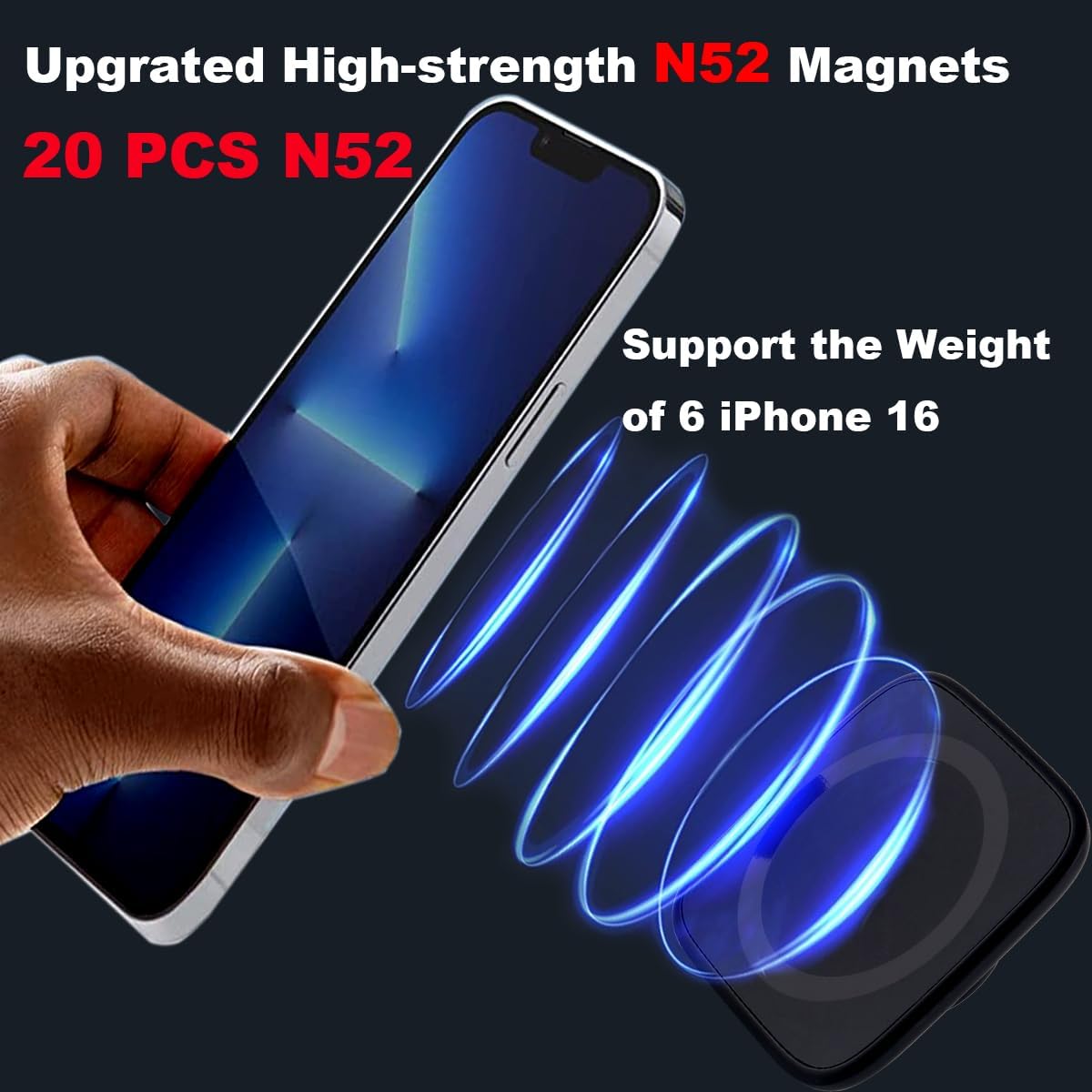 Magnetic Tripod Mount Adapter for Magsafe, with 1/4"-20 Screw Hole, Compatible with iPhone 16 15 14 13 12 All Phones (Square-Shape) - Image 6