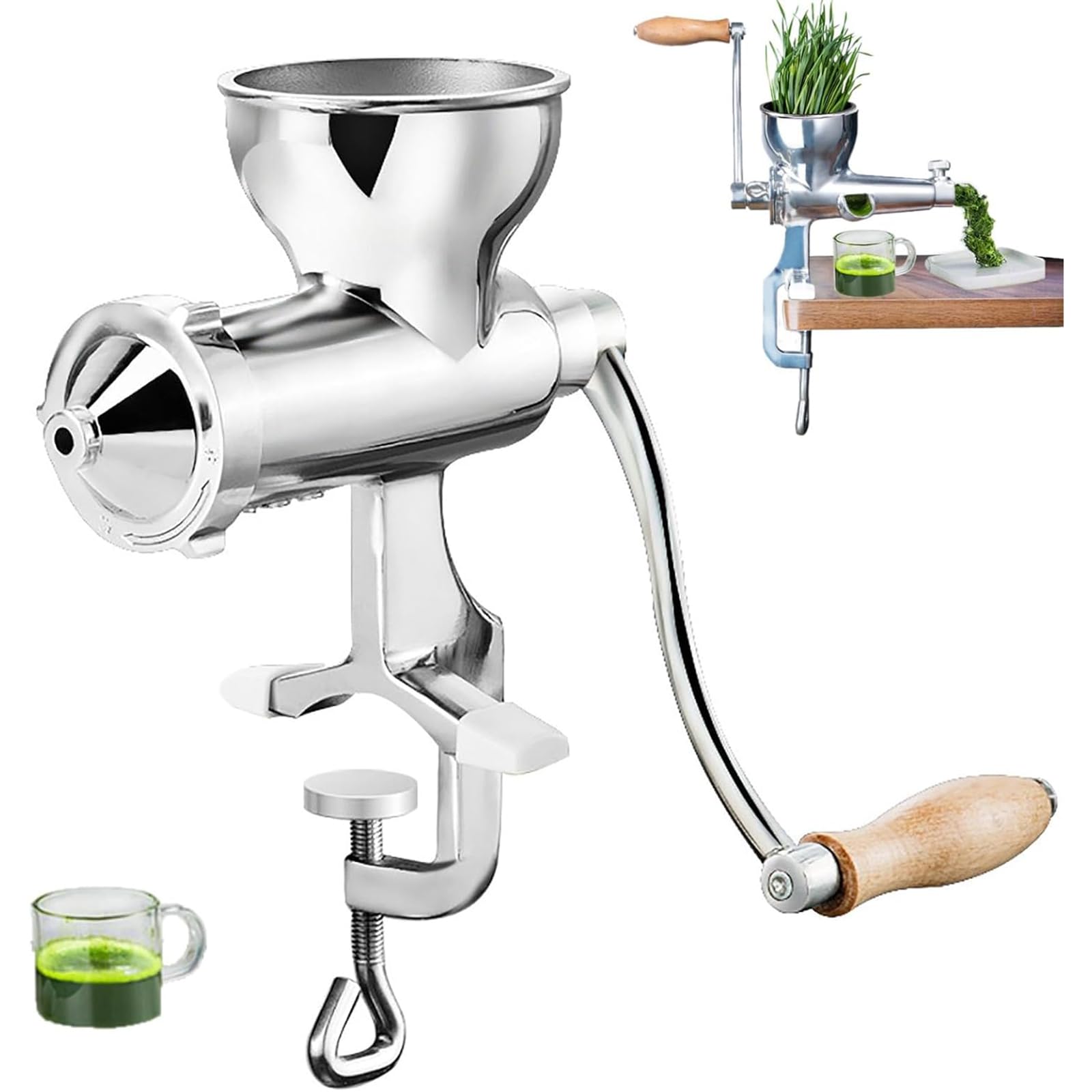 Extracteur De Jus d'herbe Blé Manuel, Presse-Agrumes Portable | Presse-fruits et légumes à manivelle en acier inoxydable, pour extraire le jus de céleri, chou frisé, épinards et grenade