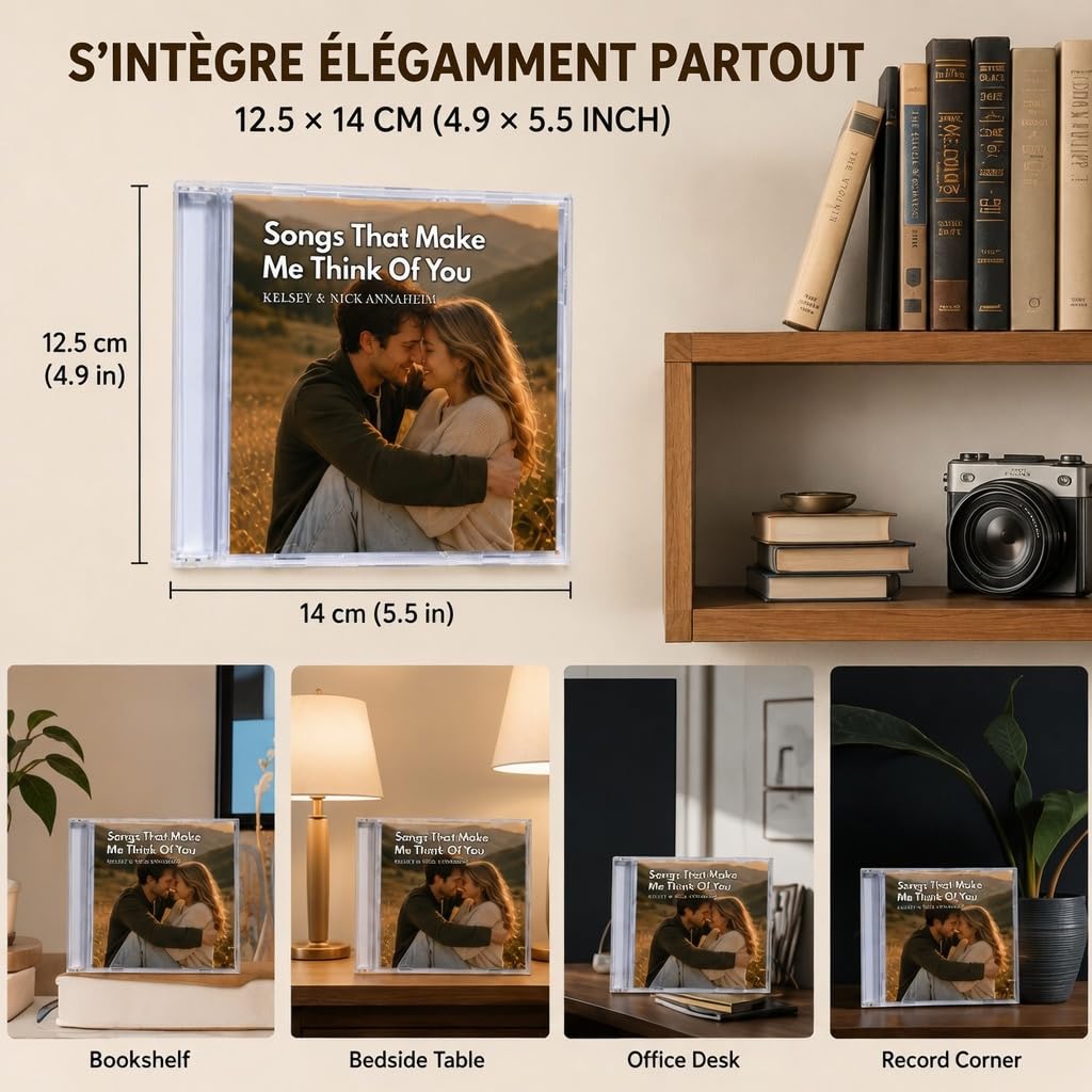 CD Personnalisé avec Photo & Texte Cadeau pour Heomme Femme Couple Album Musical Spotify CD à Graver Cadeau Personnalisé pour Anniversaire Mariage Noël