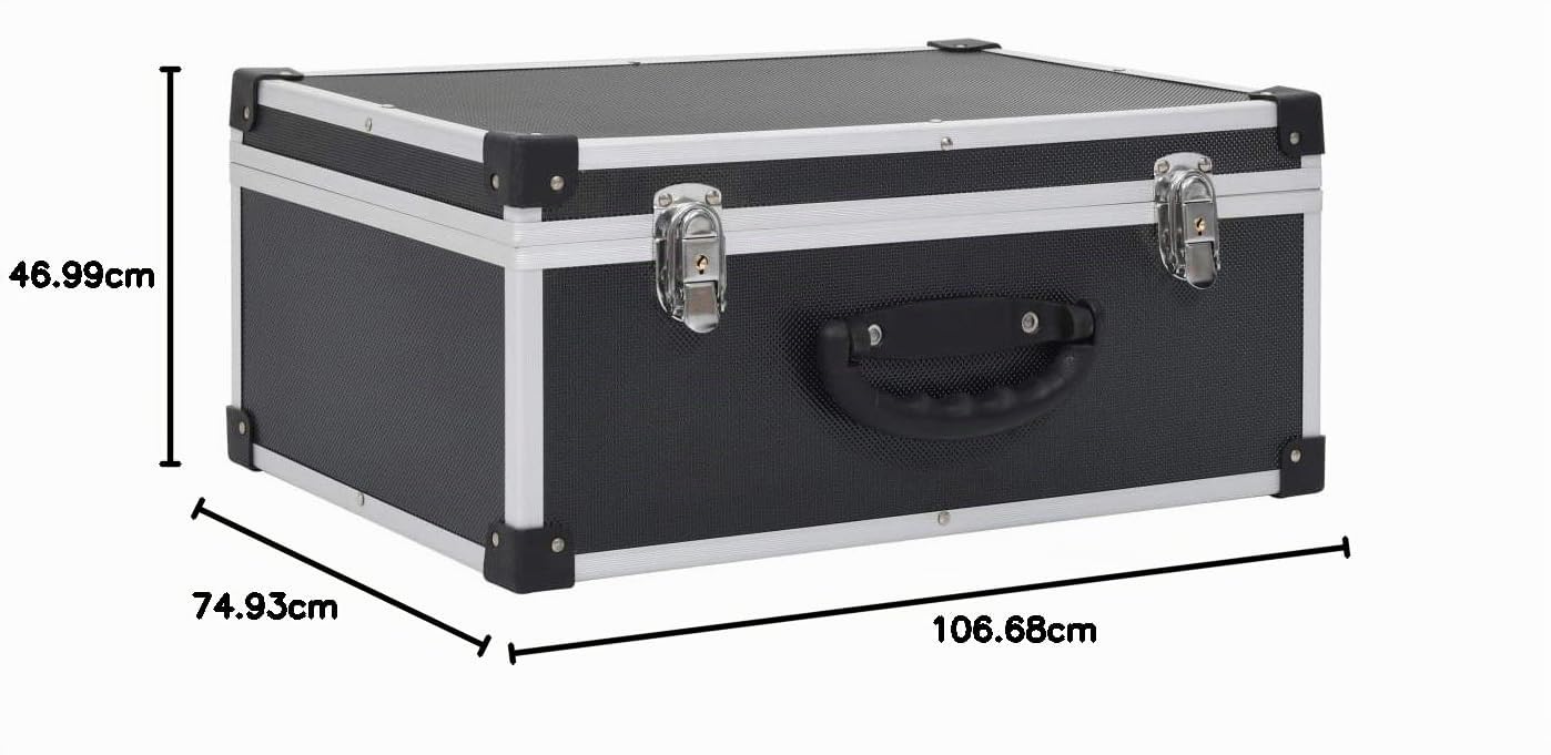 vidaXL Maletín Aluminio y ABS Archivador Organizador Música Estructura Duradera Robusta Resistente Segura con Cerradura Llaves Negro para 60 CDs