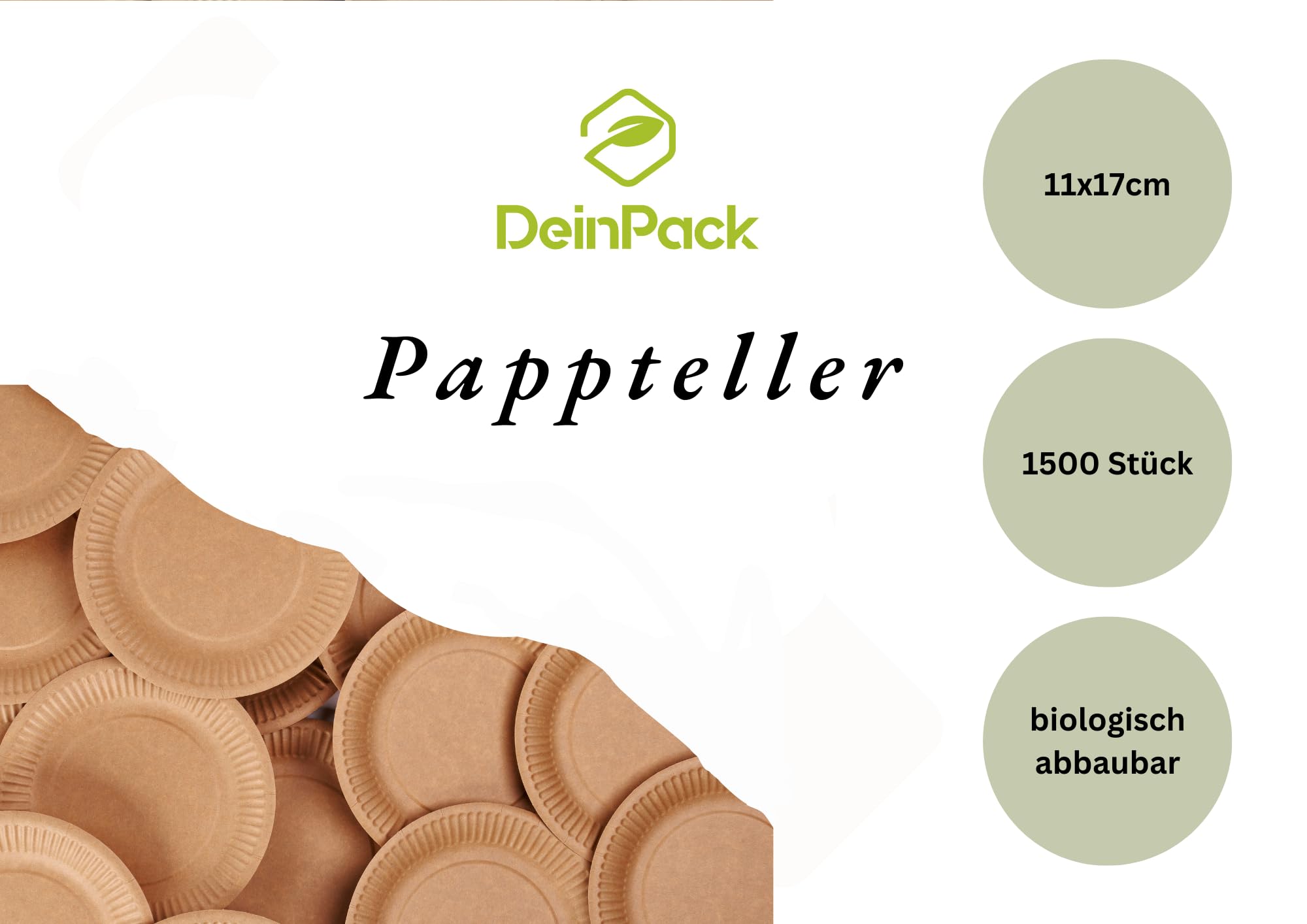 braune Pappteller Frischfaser 11 x 17 cm 1500 Stück I Pappteller aus Karton I Einwegteller für Geburtstage, Grillfeiern & PartysI fettbeständig I recycelbar und biologisch abbaubar