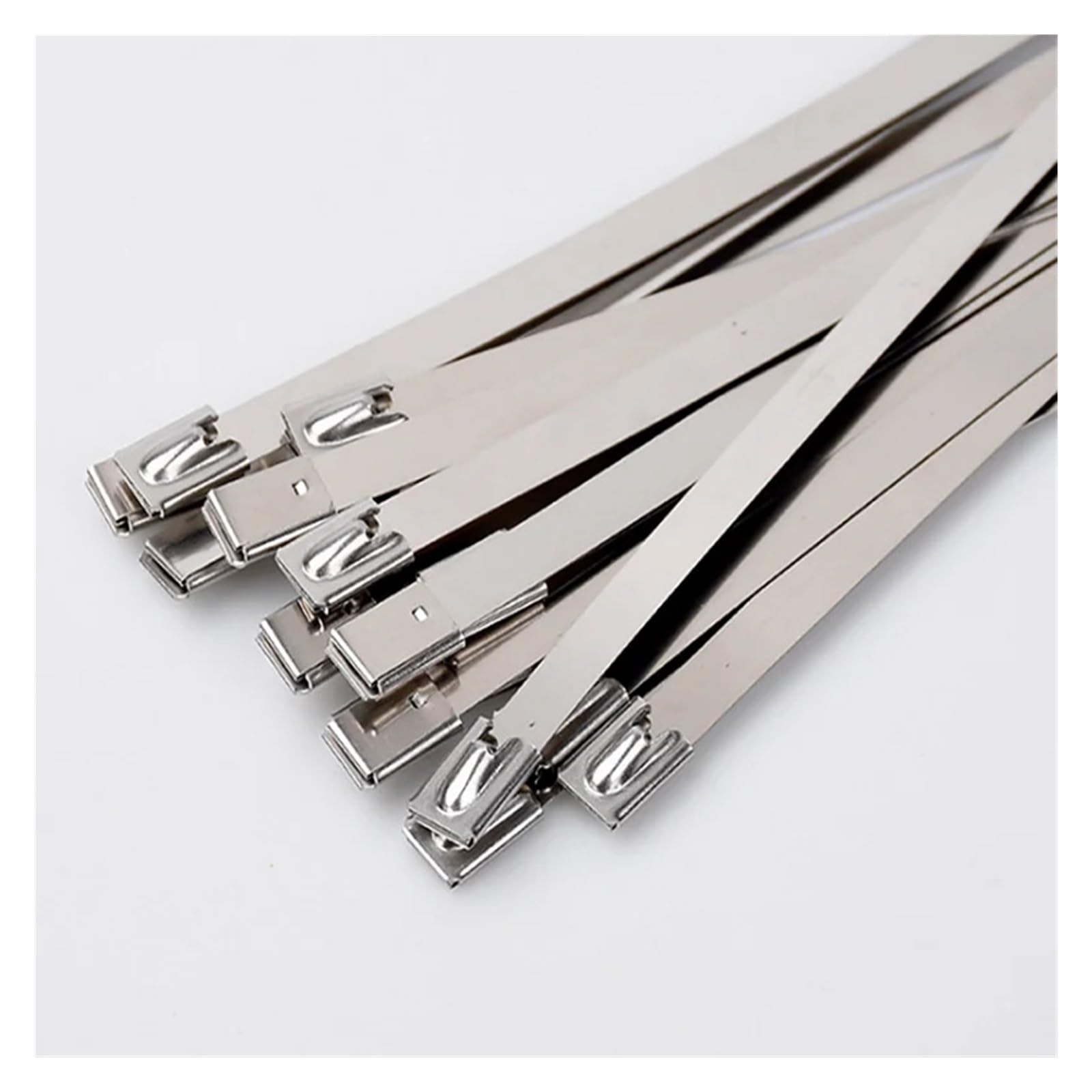 10 mm selbstsichernde Metall-Kabelbinder aus 304-Edelstahl, 100 Stück Mehrzweck-Kabelbinder für die Auspuffumwicklung(10x600mm)