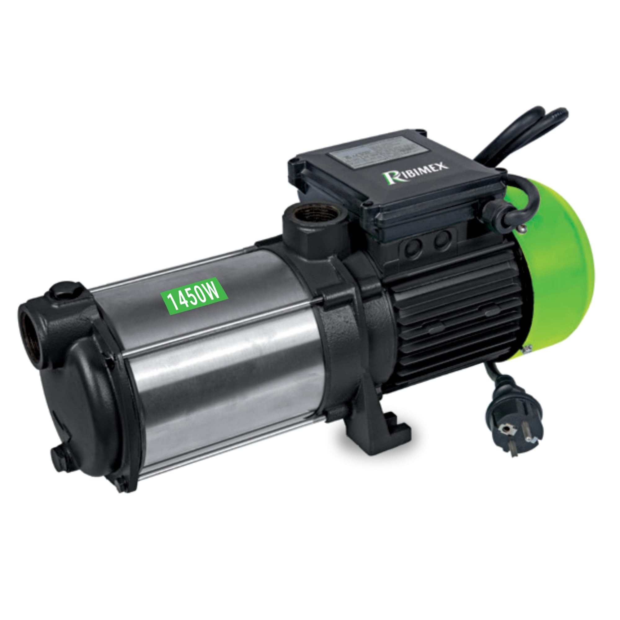 Ribimex Pompa di Superficie Autoadescante Multicellulare 5 Turbine, 1450 W, Portata 5400 L/h, Prevalenza 55 m, Aspirazione Fino a 7 m, Corpo in Inox, Ideale per Pressurizzazione e Irrigazione - PRMCA5