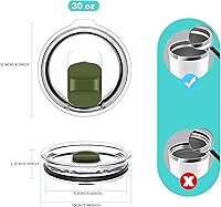 Vista 77 de Tapa con popote para vaso de 30 onzas, tapas de repuesto compatibles con YETI Rambler de 30 onzas, vaso con popote de 35 onzas, sin BPA e