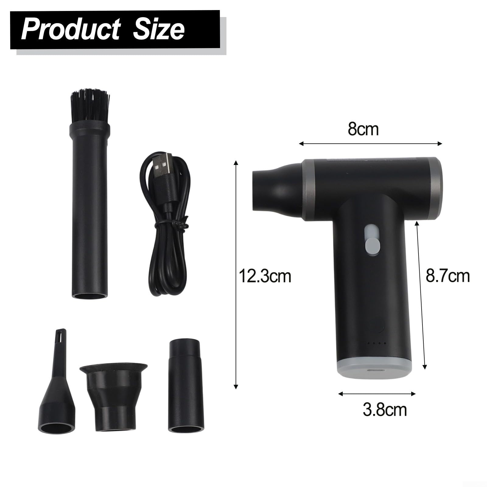 Para batería pulverizador de presión de aire, 4000 mAh, silencioso, sin escobillas, para batería pulverizador de presión de aire | 120.000 rpm, motor sin escobillas, luz LED, inalámbrico, 4000 mAh para batería, funcionamiento silencioso